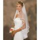 thumbnail image 4 of Velo de novia blanco marfil de 2 niveles con borde de cinta en cascada central y peine para despedida de soltera, 4 of 4