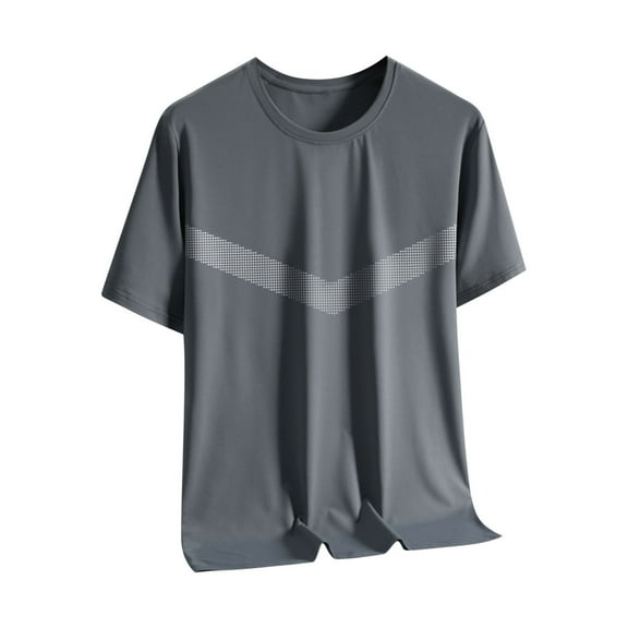 WRKEKC Summer Shirts for Men Thin Breathable Cool Feeling Fabric Sun Protection Outdoor UV Protection Top Short Sleeve Round Neck Shirt