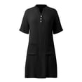 thumbnail image 6 of Afdoent Dresses For Women 2026 Casual V Neck Dress With Pockets And Buttons Comfortable Everyday Spring Summer Dress Flowy Relaxed Fit Travel Outfits, 6 of 6