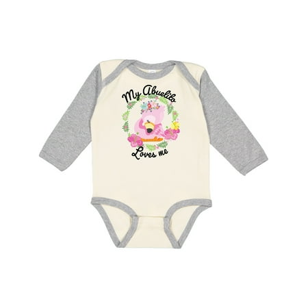 

Inktastic Baby Flamingo My Abuelito Loves Me with Flower Wreath Gift Baby Boy or Baby Girl Long Sleeve Bodysuit