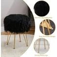 thumbnail image 3 of IVV Round Faux Fur Vanity Stool with Storage, Furry Makeup Chair Ottoman w/ Soft Padded Seat & Metal Legs, Accent Footrest for Living Room Bedroom Entryway, Black, 3 of 9