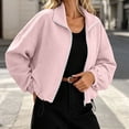 thumbnail image 6 of thefmos Women's Stand Collar Zip Up Long Sleeve Jacket with Pocket Drawstring Solid Color Casual Outerwear Trendy Spring Fall Outfit, Pink 2XL, 6 of 9
