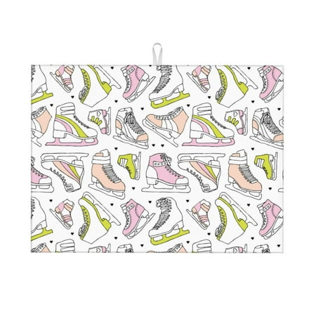

Cauagu Dish Drying Mat 24*18 inch Absorbent Dish Drainer Kitchen Counter Dish Drying Pad for Countertops Sinks Draining Racks( Pink skates)