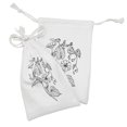 thumbnail image 2 of Moonflower Fabric Pouch Set of 2, Detailed Outline Style Morning Glory Flowers in Monochrome Design, Drawstring Bag for Toiletries Masks and Favors, 9" x 6", Charcoal Grey and White, by Ambesonne, 2 of 2