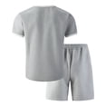 thumbnail image 5 of Gamivast Men's Waffle-Knit Short Set V Neck T-Shirt and Shorts Contrast Trim 2 Piece Outfit for Summer Casual Gym Workout Running Daily Sporty Clothing, 5 of 5