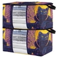 thumbnail image 2 of WOBOGO Purple Dusk Cat Pattern Clothes Storage 2Pack Foldable Thick Fabric Blanket Organizer Bag with Handle 24.8×16.93×16.17in, 2 of 7