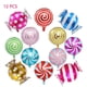 thumbnail image 2 of Globos coloridos de papel de aluminio para niños, globo de helio de molino de viento de piruleta, decoración de fiesta de cumpleaños, juguete de inflado para Baby Shower, 12 unids/set, 2 of 4