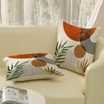 thumbnail image 4 of Boho Pillow Covers 18x18 Inch Set of 2 Gold Orange Throw Pillows Summer Sun Green Tropical Leaf Decor Mid Century Pillowcase Outdoor Decorations Bohemian Linen Cushion Case for Sofa Home, 4 of 5