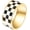 Gold, variant on Unisex Stainless Steel 8mm Black and White Checkerboard Pattern Signet Ring