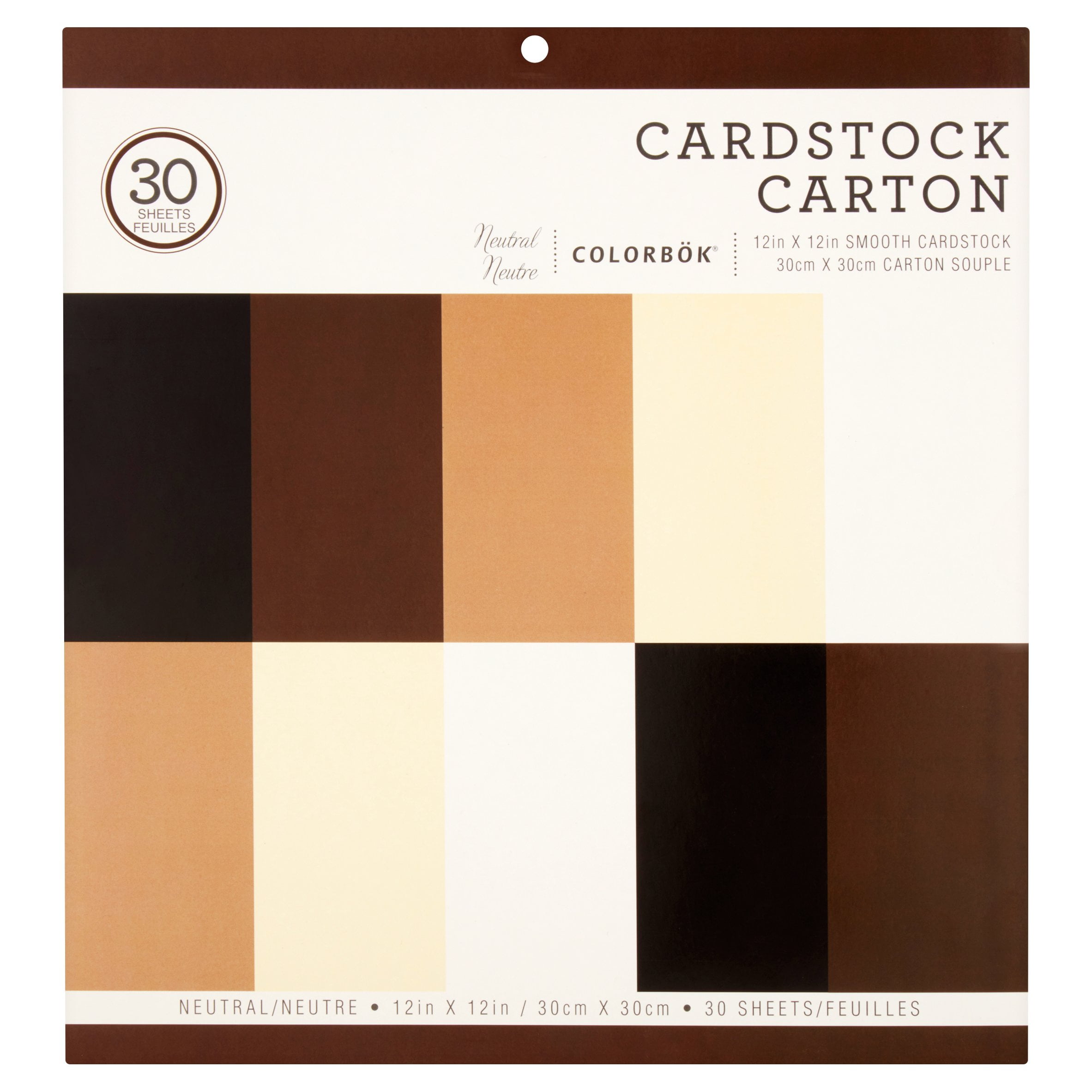 Colorbok Neutral Smooth Cardstock Paper, 12in x 12in. 6 Sheets of 5