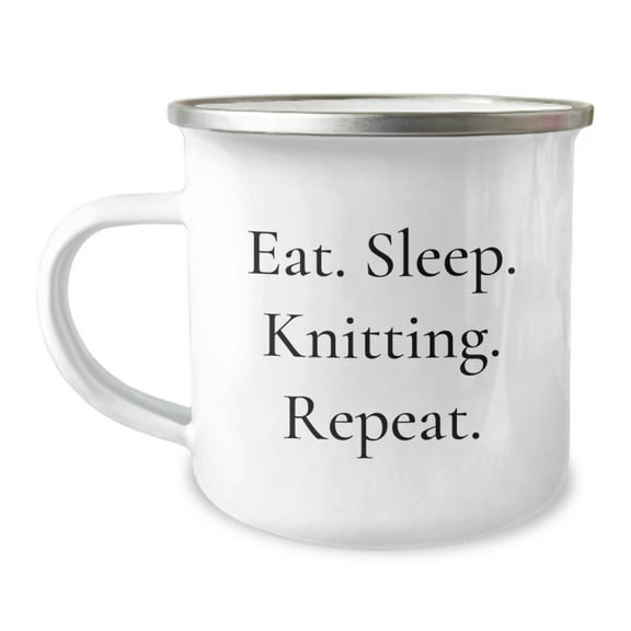 Knitting Enthusiasts Gifts from Men to Women, Eat. Sleep. Knitting. Repeat. Funny Camping Mug for Graduation Unique Gifts