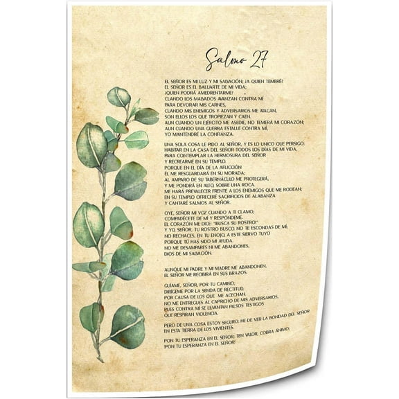 Psalm 27 Wall Art Spanish Bible Verse Wall Art Quote Posters Art Prints Giclee Poster Picture Hanging Decoration Vertical Canvas for Bedroom