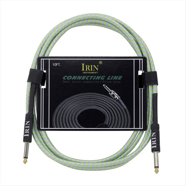 Cable de Guitarra, Cable para Instrumentos Musicales, Cable de Audio para Bajos, Cable con Reducción de Ruido (6 Metros), Verde y