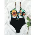 thumbnail image 7 of 2025 Swimsuits CALAFEBILA Women One-Piece Swimwear Printed Fashion Mother's Day Strapless Splicing Beach Volleyball Summer Bikini, 7 of 7