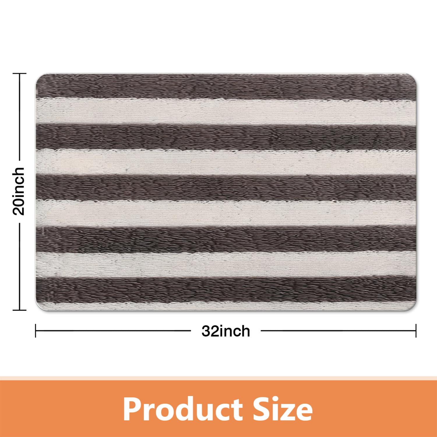 Exceptional 20x32in Striped Microfiber Bathroom Rugs, Extra Plush & Absorbent Bath Mat, Anti-Slip for Safety, Machine Washable Perfect for Bathroom, Tub and Shower