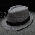 thumbnail image 2 of Yuanlong Fedora Hats Men And Women Band Plaid Woven Straw Jazz Hat Early Spring Summer Lightweight Breathable Bucket Hat, 2 of 2