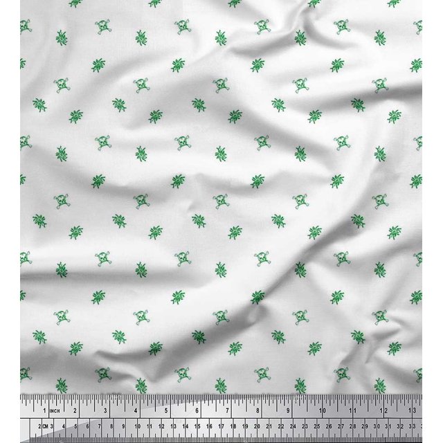 Soimoi Modal Satin Fabric Floral,Cross Bones & Skull Decor Fabric Printed Yard 42 Inch Wide