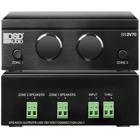 OSD 70V 2-Zone Speaker Selector w/Volume Control 100W per Zone Direct Pass Through SS2V70