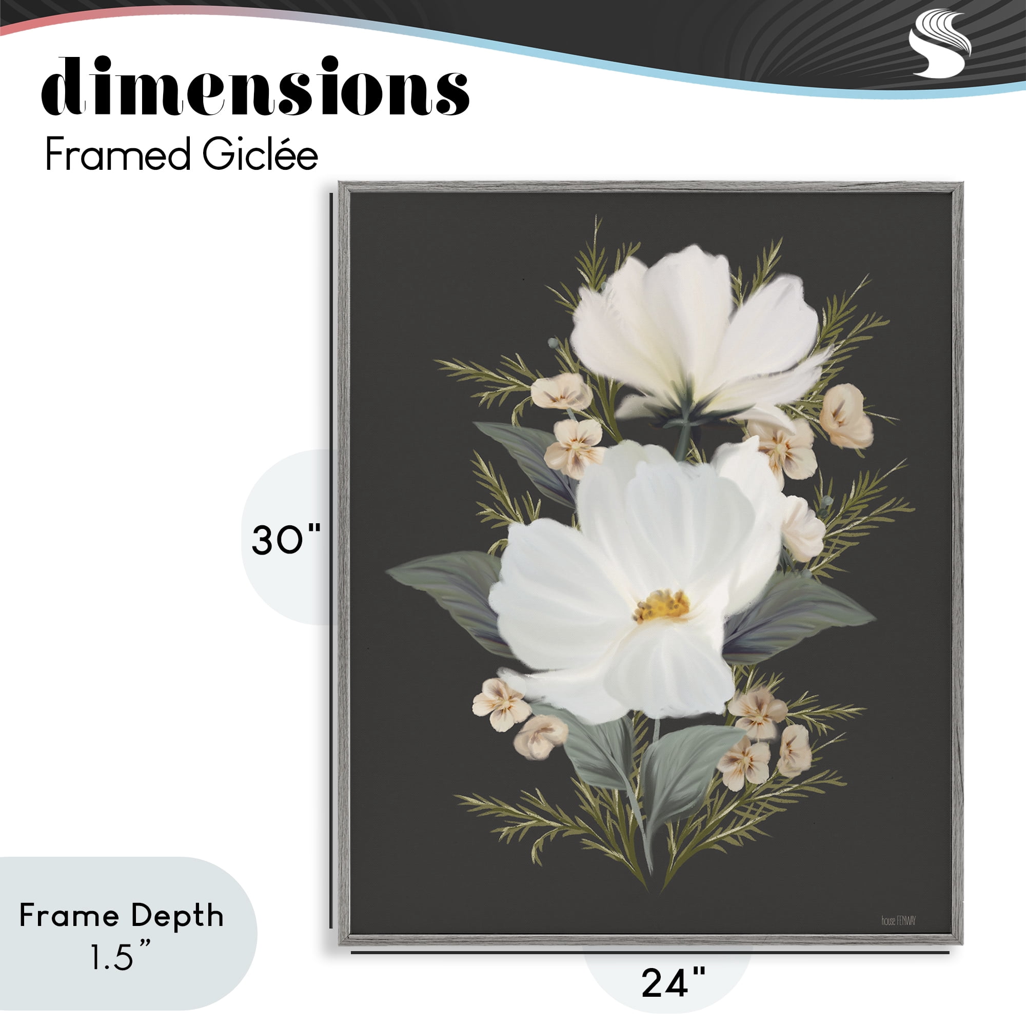 Stupell Industries Lace Cosmos Flowers Gray Framed Giclee Art, design by House Fenway
