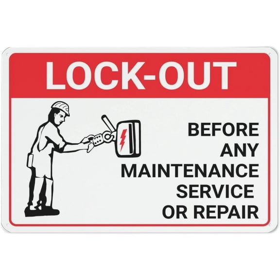 Lock Out Before Any Maintenance Sign Outdoor Signs Aluminum 12X8 Inch Uv Ink Printed For House And Business
