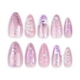 thumbnail image 5 of 3D Handmade Press on Nails with Charms Medium Almond Fake Nails Cute French Nails Press ons Butterfly Flower Bow Stick on Nails Almond Shape Acrylic Nails Pearl Nails for Women Daily Wear, 5 of 10