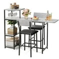 thumbnail image 3 of Expandable 3-Piece Dining Table Set for 2 – Space-Saving Bar Table and Chairs with Storage Shelves and Wine Rack – Compact Kitchen or Living Room Furniture for Small Apartment, 3 of 8