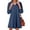 Navy, variant on Women's Denim Casual Dress, V-Neck Lapel Long Sleeve Midi Dress with Chest Pocket for Daily Wear