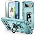 thumbnail image 1 of KOMI pour Google Pixel 8a, Étui avec Protecteur d'Écran, Béquille Anneau Réglable à 360 Intégré, Protection Militaire, Armure Antichoc - Vert, 1 of 5