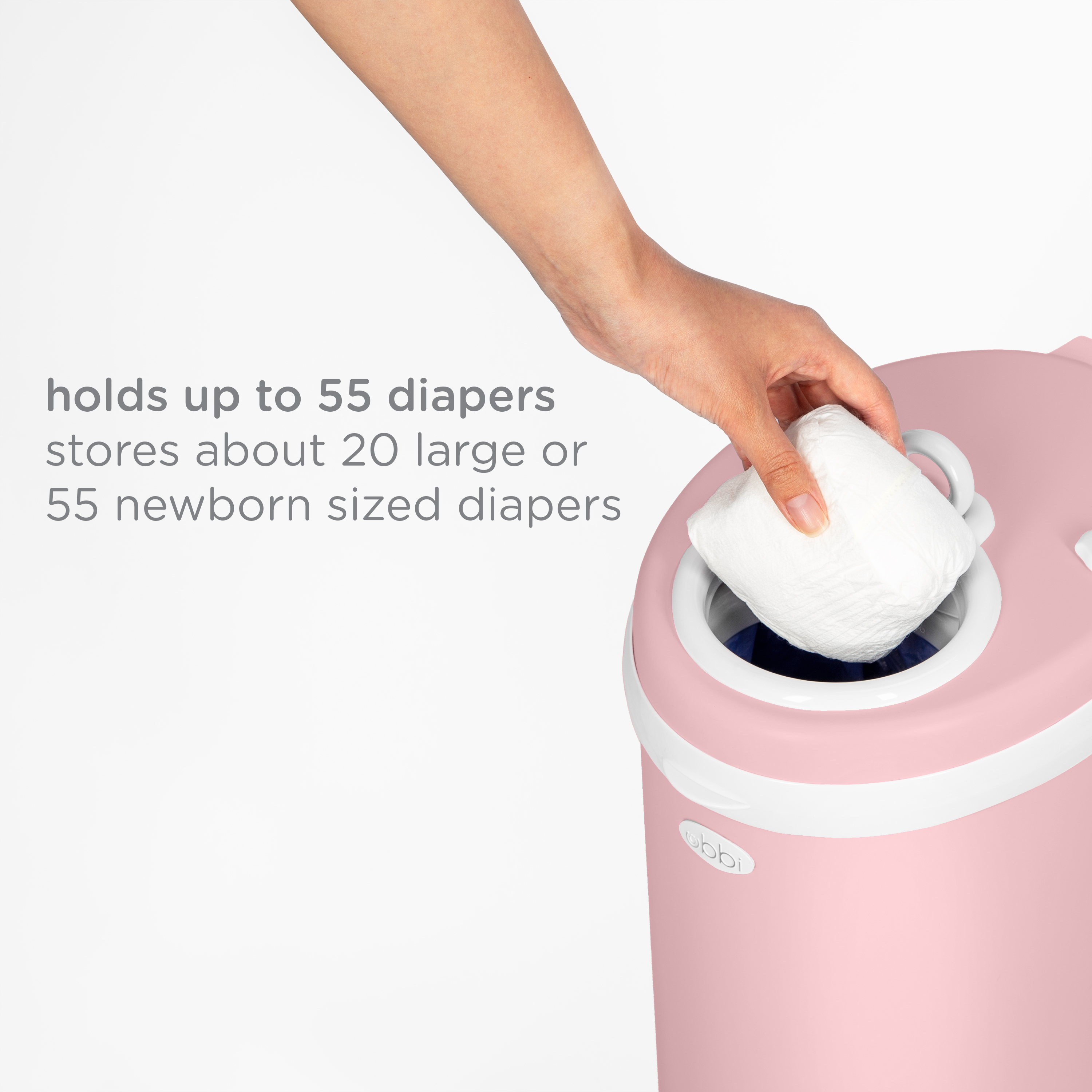 Ubbi Odor Locking Steel Diaper Pail, Baby Registry Must-Have, Fig Blossom