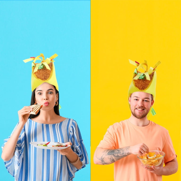 Taco Hat and Headband Set Plush Food Costume Party Accessory for Adults Nicky Bigs Novelties Adult Jumbo Taco Hat Mini Taco Headband  main image 2