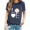 thumbnail image 2 of Tiqkatyck Womens Tops Clearance, Women's Baseball Print Loose T Shirt Short Sleeve Top, Summer Tops for Women, Long Sleeve Shirts for Women Navy, 2 of 4