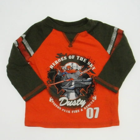 

Pre-owned Disney Boys Orange | Green Long Sleeve T-Shirt size: 18 Months