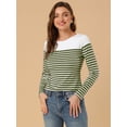 thumbnail image 2 of CamiseDe ManLarPaMujer bloque de colorrayas triple color simple Ejercito verde XL, 2 of 6