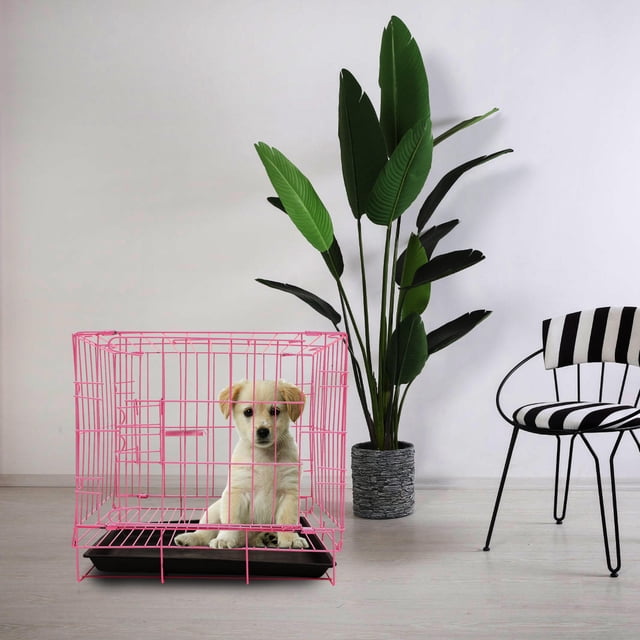 OUNONA Jaula Para Perro Plegable De Rosa Resistente Para Mascotas Y Práctica