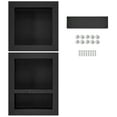 thumbnail image 1 of KFFKFF Niche de Douche Prête pour les Carreaux, 16 Pouces x 16 Pouces et 16 Pouces x 20 Pouces, Rangement à Trois Tablettes, Niche d'Angle Carré à Insérer dans le Mur, Protection Scellée, Niche Contemporaine de Rangement pour Savon pour Douche Salle de Bain, Noir, 1 of 9