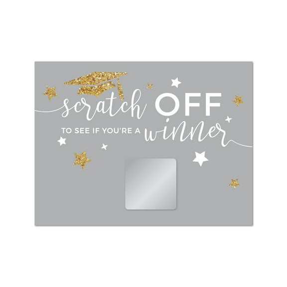 Gray and Gold Glittering Graduation, Graduation Game Scratch Cards, 30-Pack