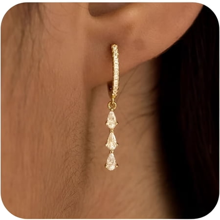 DESIGNICE Gold Dangle Earrings for Women,Dainty 14K Gold Plated Drop Earrings for Women Trendy Hypoallergenic Dangling Earring
