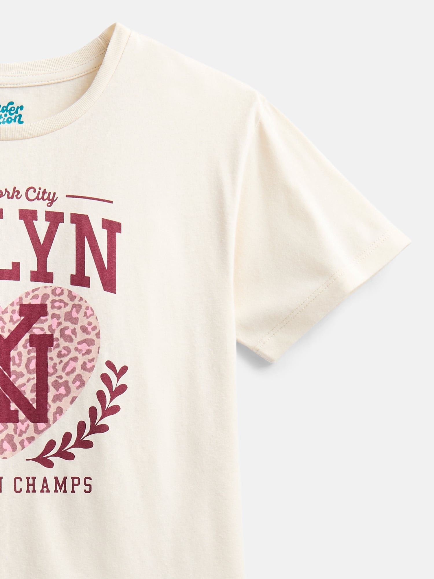 Wonder Nation Girls' Graphic Brooklyn Tee with Short Sleeves, Sizes 4-18