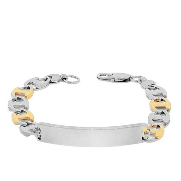 Stainless Steel Yellow Gold Silver Two-Tone Link Chain Men's Bracelet