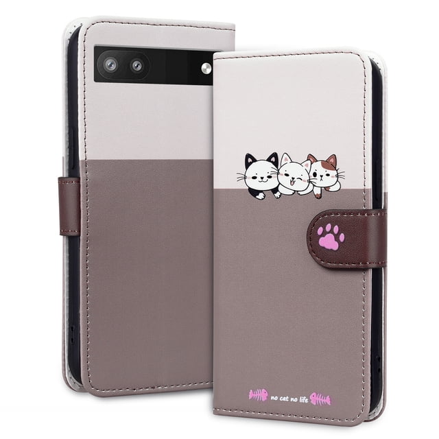 Compatible with Google Pixel 6A Cute Animals Pattern Wallet Case with Card Slots Flip Cover