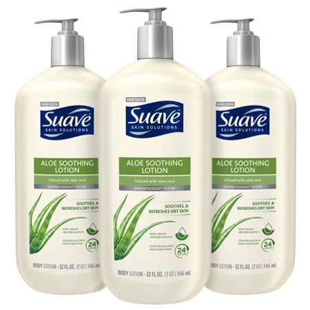 (3 Pack) Suave Skin Solutions Soothing with Aloe Body Lotion, 32 (Best Aloe Lotion For Sunburn)