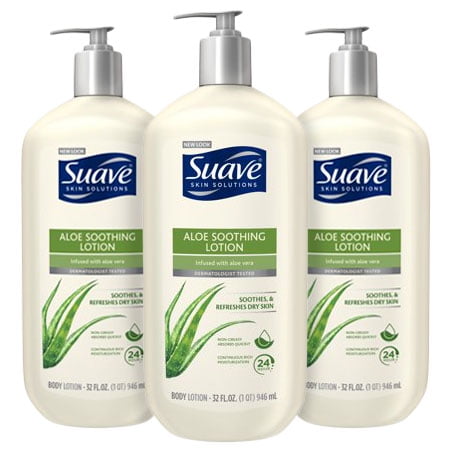 Aloe Body Milk - (3 Pack) Suave Skin Solutions Soothing with Aloe Body Lotion, 32 oz