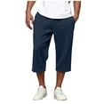 thumbnail image 2 of Plus Size Capri Pants for Men Fashion Comfy Solid Color Drawstring Pockets Pants Summer Beach Vacation, 2 of 5