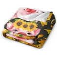 thumbnail image 2 of Sunflower and Pig Blanket Floral Print Throw Blanket Ultra-Soft Flannel Blanket for Teens Adults 50"x40", 2 of 5