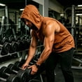 thumbnail image 6 of BRANROY Men's Summer Tank Tops - Hooded Sleeveless Muscle Shirts, Breathable Gym Tees for Men's Athletic Workout,Light Brown L, 6 of 8
