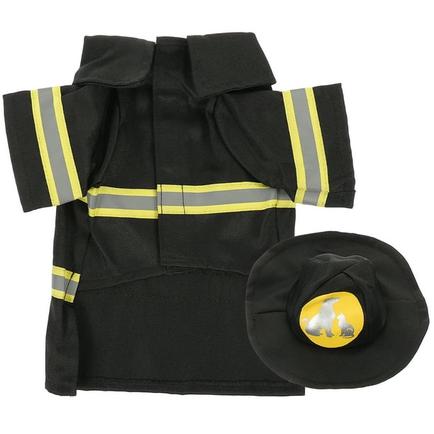 1 juego de ropa para perros y mascotas Forma de uniforme de bombero Ropa para mascotas Traje de actuación de fiesta Abrigo transformado para mascota Gato Cachorro Tamaño S Negro