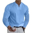 thumbnail image 1 of Mens T Shirt Men Spring Casual V-Neck Solid Long Sleeve Tee Shirt Top T-Shirts For Men, 1 of 4