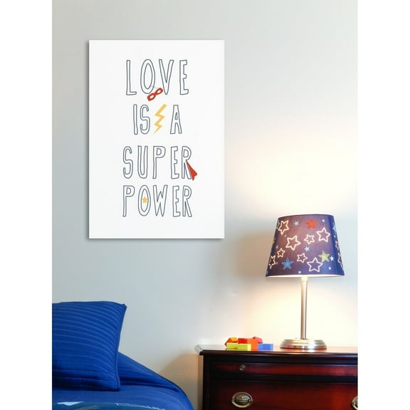 Stupell Love Is a Superpower Cape and Mask Stretched Canvas Wall Art 24 x 30