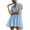 Light Blue, variant on WRKEKC Womens Casual Plus Size T-Shirt Dresses, Summer Short Sleeve Dress for Women, Women's Solid Color Lapel Collar Hoodie Patchwork Oversized Short Sleeve Dress