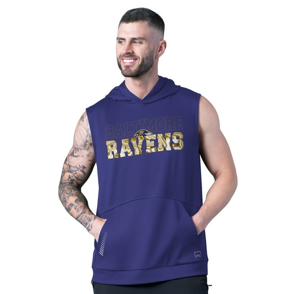Men's MSX by Michael Strahan Purple Baltimore Ravens Tri-Blend Rebound Sleeveless Hoodie